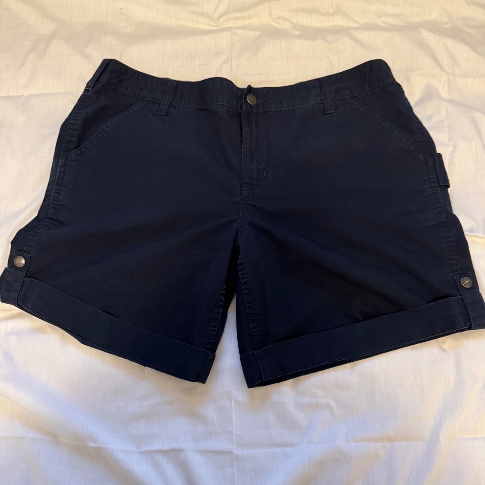 Carhartt RN#14806 Force Original Fit Work Shorts Women 16 Navy Blue Rip Stop